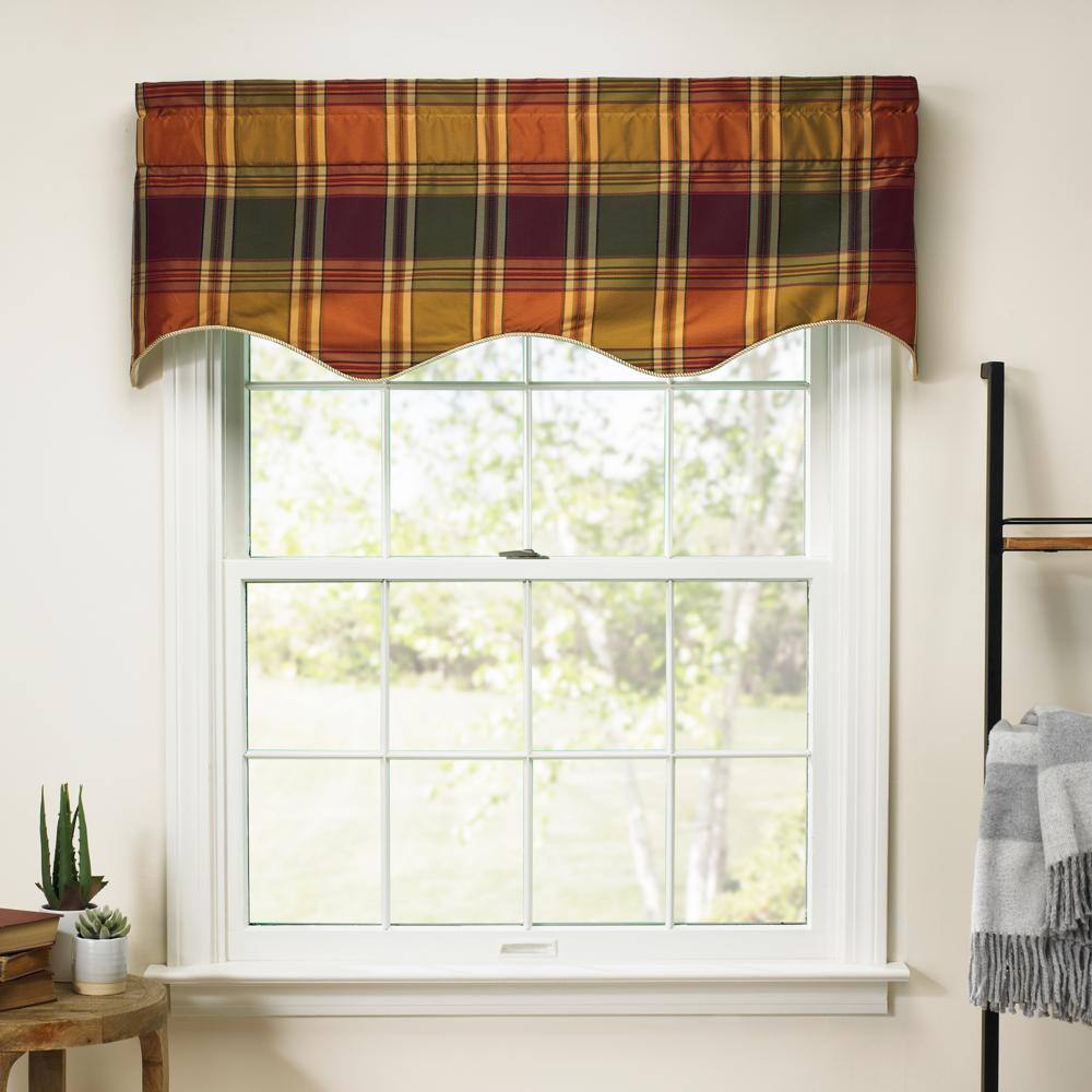 Angle. Ellis Curtain - Ellis Curtain Boroughs Plaid Duchess 3" Rod Pocket Filler ValanceS for Windows 50" x 15" Plum - Plum.