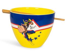 Just Funky - My Hero Academia All Might Dinnerware Set | 16-Ounce Ramen Bowl and Chopsticks - Yellow