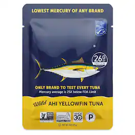 JETRANSPORT - Ahi Yellowfin Tuna Fish Pouches Caught Mercury Lean Protein Omega 3 Gluten-free Kosher Pack Of 12