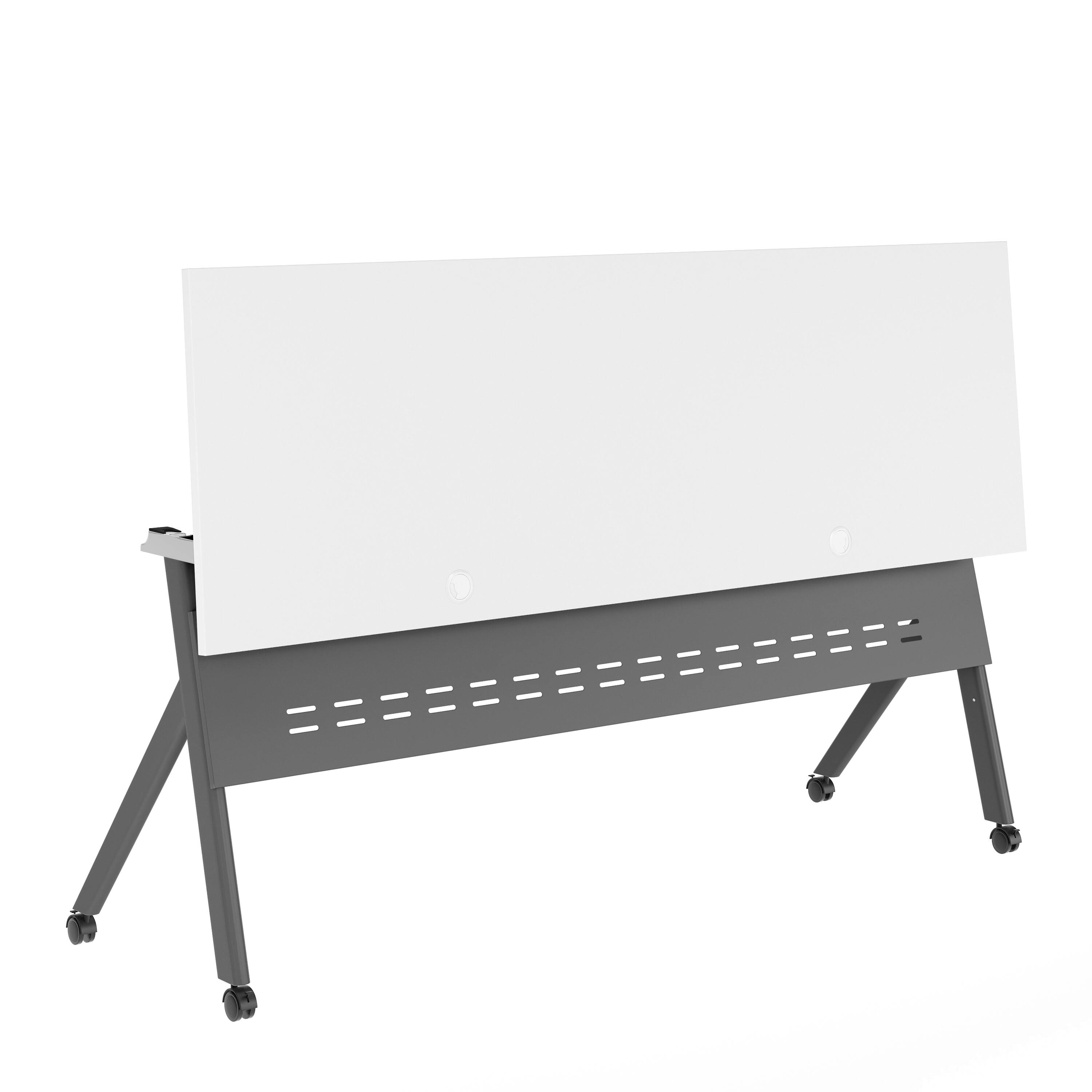Alt View 8. Emma + Oliver - Griffin Heavy-Duty Flip Top Training Table with Nesting Design, Privacy Panel, Y-Legs, Tabletop, Metal Frame - White Top/Gray Frame.