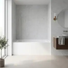 Loheer - 60 x 32 Inch Acrylic Alcove Soaking Bathtub Right Drain White Anti Slip Bathroom Tub - Glossy White