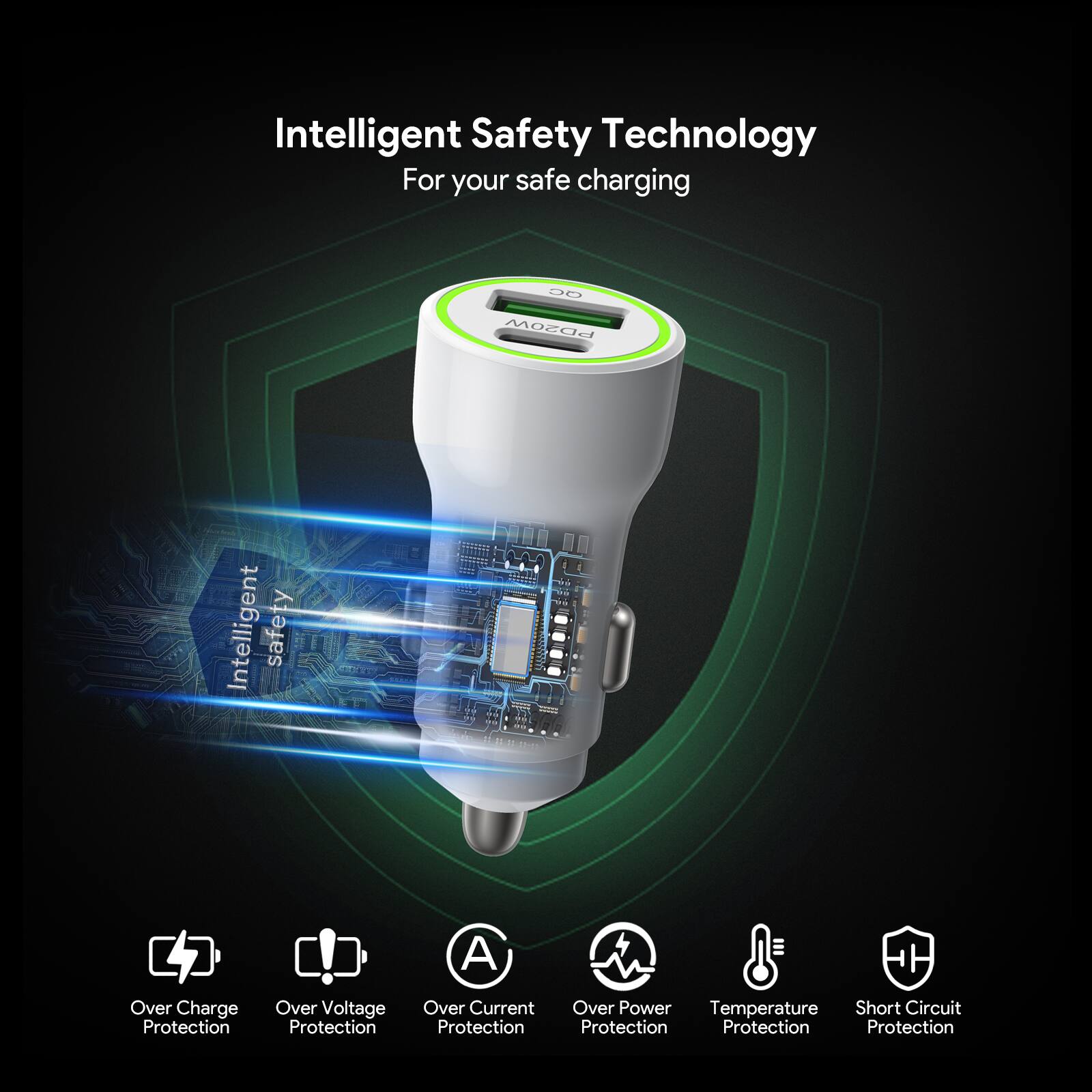 Intelligent Safety Technology  
For your safe charging  

DO MOECS Intelligent safety  

4 Over Charge Protection  
Over Voltage Protection  
Over Current Protection  
Over Power Temperature  
Short Circuit Protection