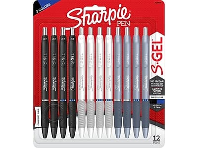 Sharpie Pen  
2 Colors  
S.GEL  
0.7  
No Smear  
No Bleed  
Always Vivid  
Ink Colors  
Medium  
12 Pens