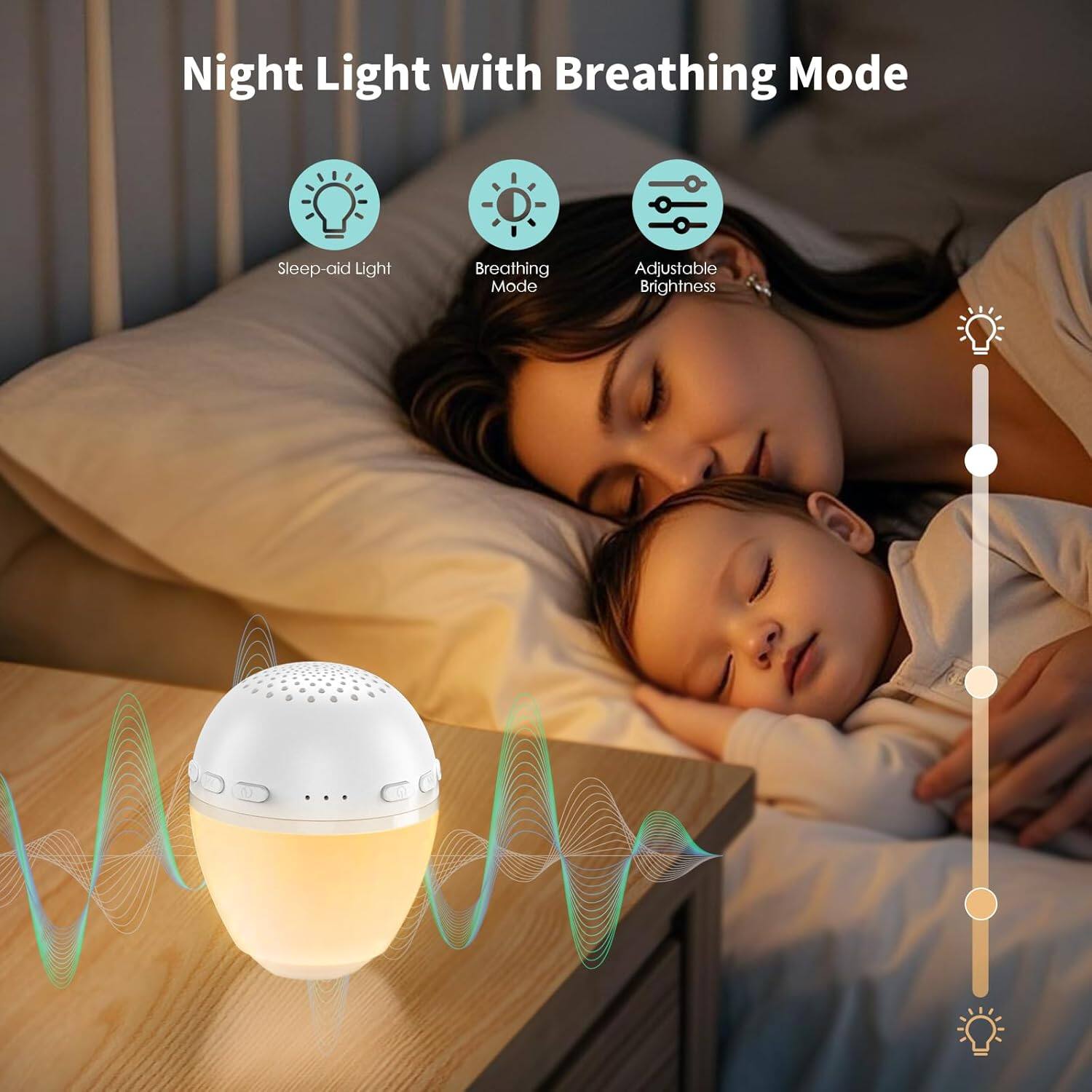 Night Light with Breathing Mode

- Sleep-aid Light
- Breathing Mode
- Adjustable Brightness