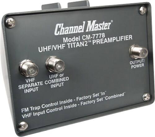 Front. Channel Master - TITAN 2 VHF/UHF Pre-Amplifier with Power Supply - Black.