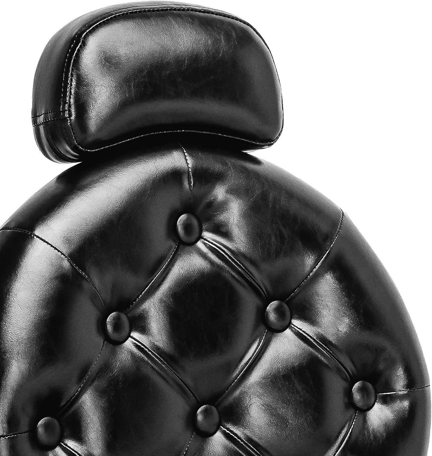 Left. Winado - Vintage Heavy Duty Recline Barber Chair Salon Beauty All Purpose Equipment with Towel Rack, Removable Headrest, Footrest - Black & Gold.