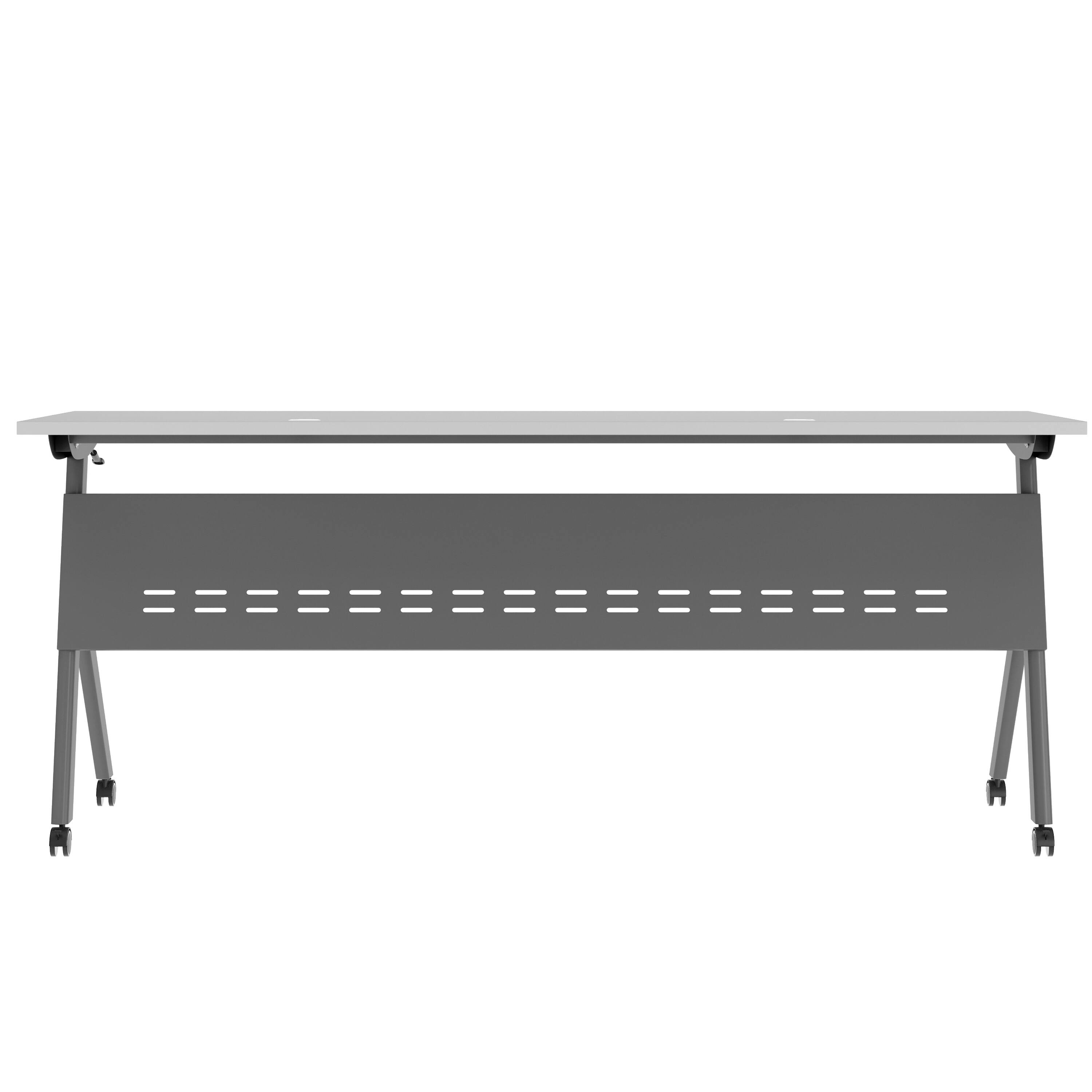 Alt View 5. Emma + Oliver - Griffin Heavy-Duty Flip Top Training Table with Nesting Design, Privacy Panel, Y-Legs, Tabletop, Metal Frame - Gray Top/Gray Frame.