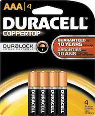 Front. Duracell - AAA Batteries (4-Pack) - Black.