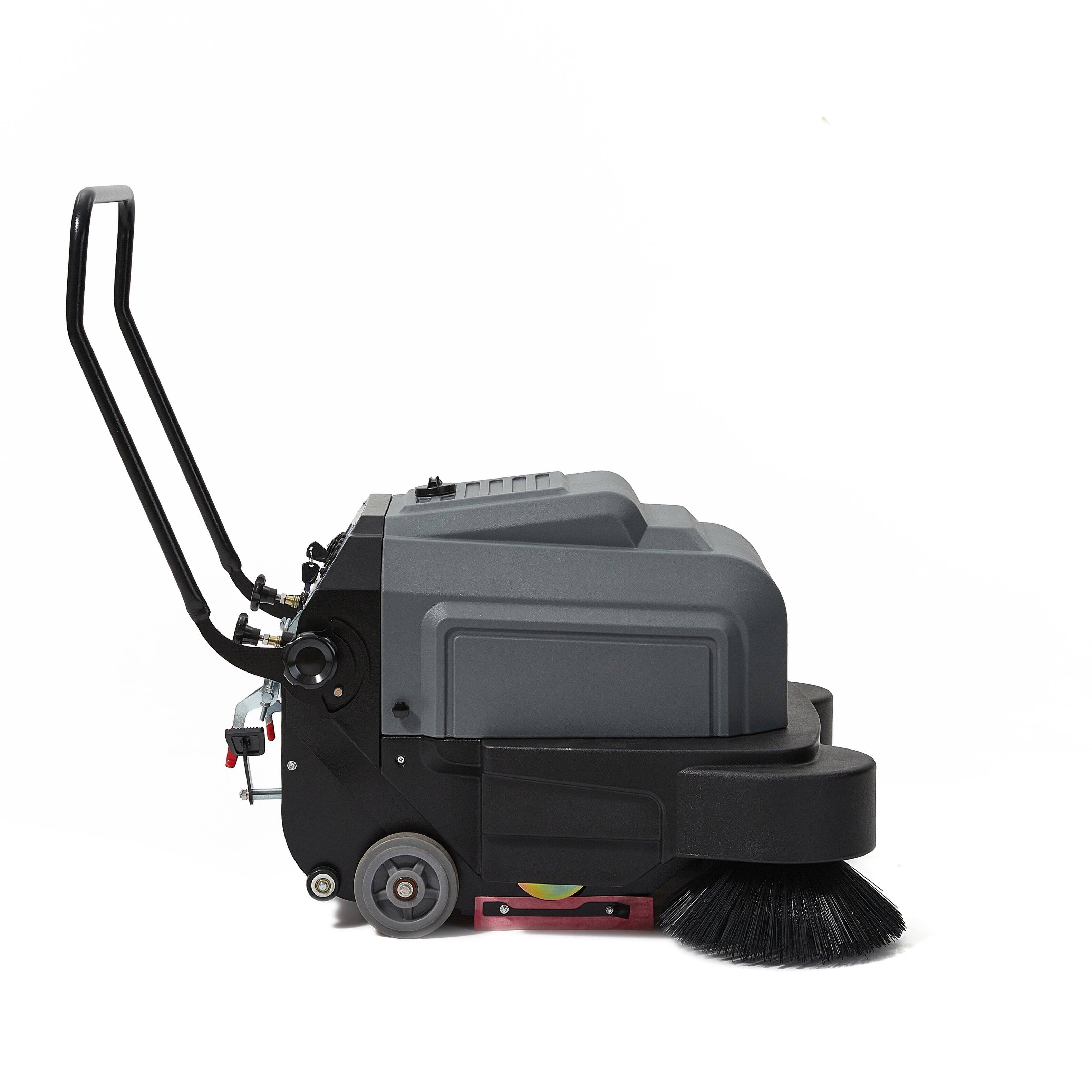 Alt View 8. Dapper Supply - Commercial Walk Behind Battery Floor Sweeper 40in 9 Gal Hopper 26000 Sq Ft/hr 4hr Runtime - Black.