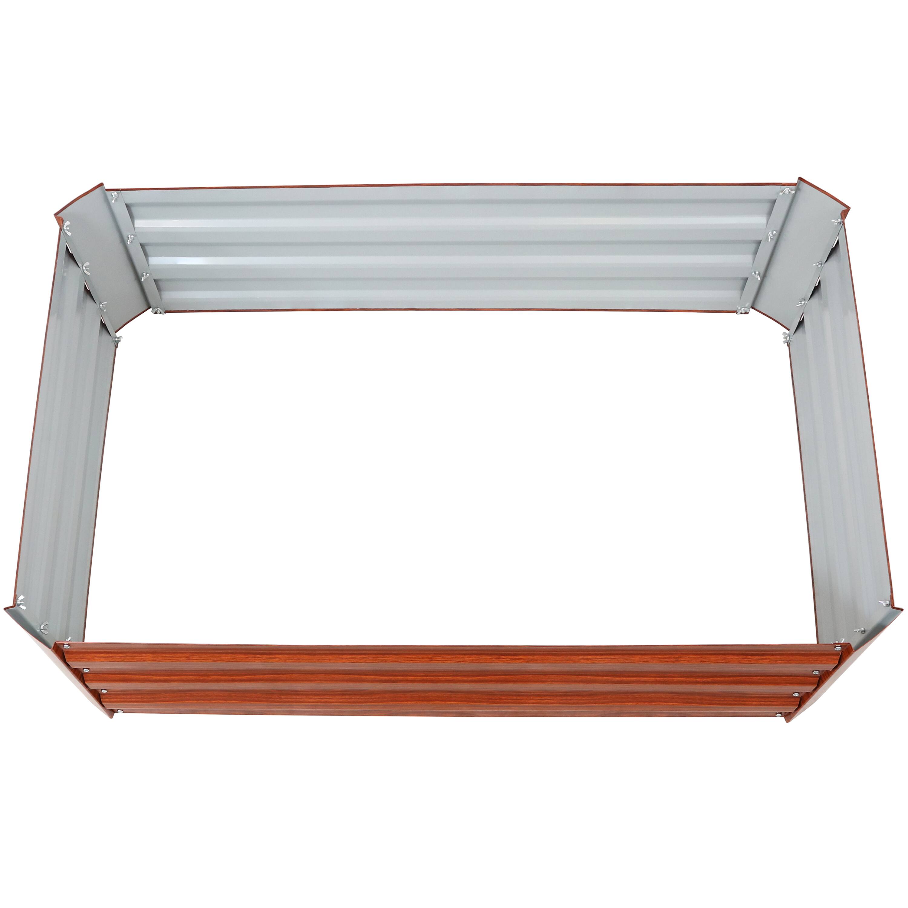 Alt View 8. Sunnydaze - Galvanized Steel Rectangle Raised Garden Bed - 47 in - Woodgrain.