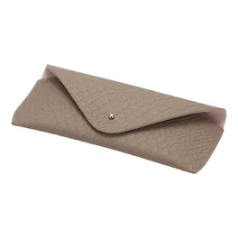 Unique Bargains - Leather Glasses Case, Soft Sunglass Pouch w/ Microfiber, Portable Eyeglass Storage Bag for Women & Men - Brown