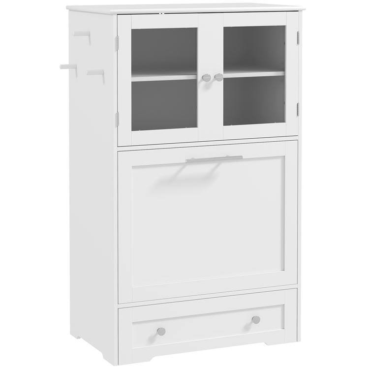Alt View 10. PULUZ - Dog Feeding Station with Two Storage Cabinets, 2 Elevated Dog Bowls, Side Hooks, Anti-tip Kit, for Feeding & Watering - White.