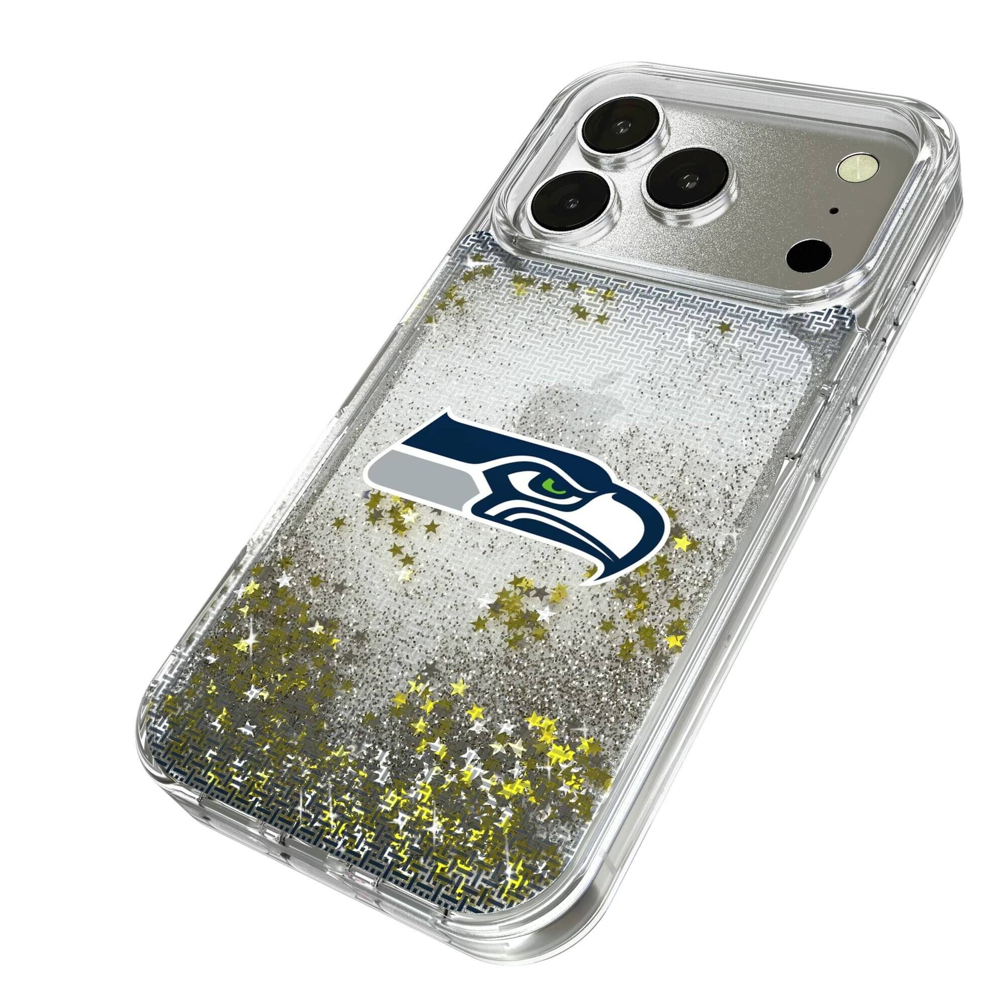 Alt View 1. Keyscaper - Seattle Seahawks Linen Logo iPhone Glitter Case - 16 - Multicolor.