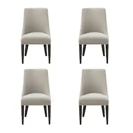 Manhattan Comfort - Beever Modern Wood Chenille Dining Chair - Set of 4 - Taupe