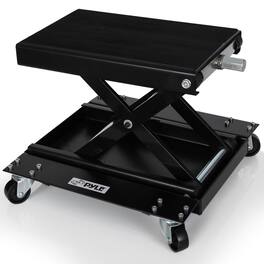 Pyle - 1100 lbs Capacity Motorcycle Scissor Lift Jack with Dolly, Heavy-Duty Steel, Portable and Collapsible