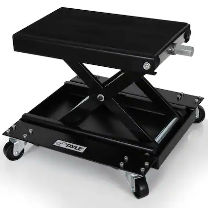 Front. Pyle - Pyle 1100 lbs Capacity Motorcycle Scissor Lift Jack with Dolly, Heavy-Duty Steel, Portable and Collapsible.