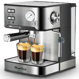 HOMLUX - 20 Bar Coffeemakers Professional Espresso Machine with Milk Frother, Single & Double Shot, ESE Pod Compatible - Silver