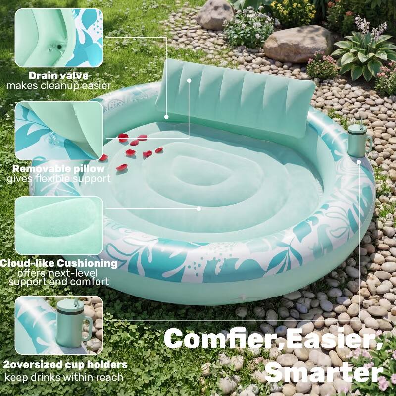 Drain valve makes cleanup easier  
Removable pillow gives flexible support  
Cloud-like Cushioning offers next-level support and comfort  
2 oversized cup holders keep drinks within reach  
Comfier, Easier, Smarter