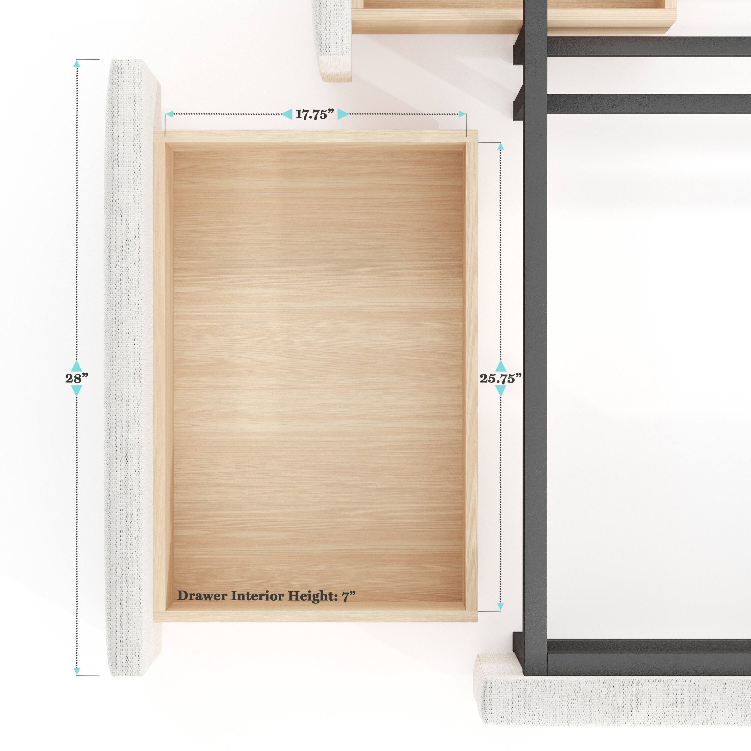 17.75"  
28"  
25.75"  
Drawer Interior Height: 7"
