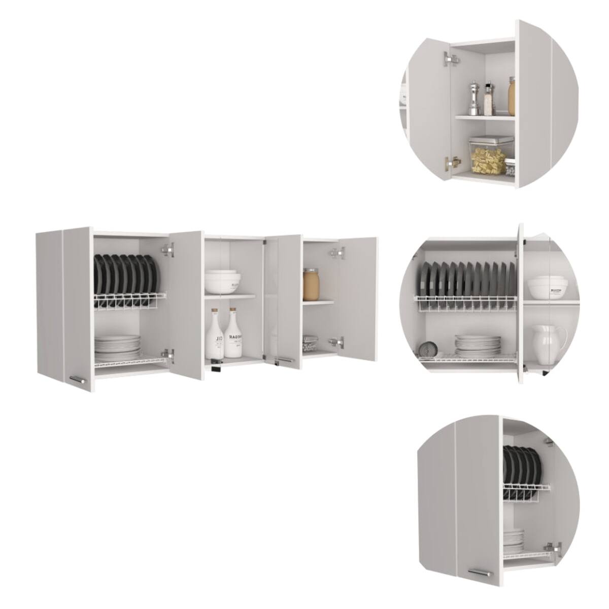 Alt View 1. Loheer - Loheer 2-Piece Kitchen Island and Wall Cabinet Set White and Walnut - White.