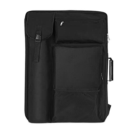 Cozy Serene - Art Portfolio Case 18 X 24 Bag For Artwork/board/project/drawing Artist Backpack(navy Blue) - Black