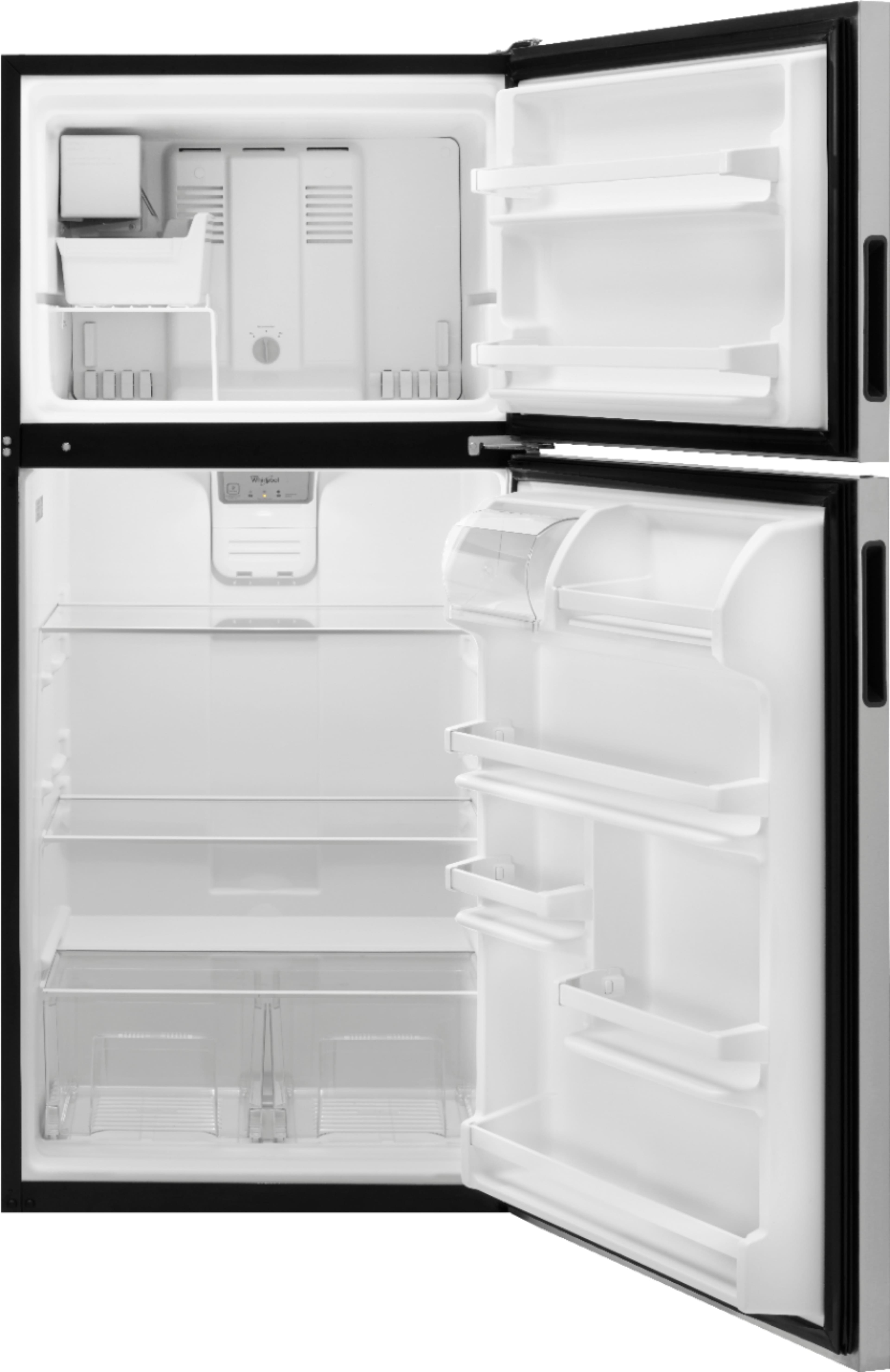 stainless steel top freezer refrigerator with ice maker