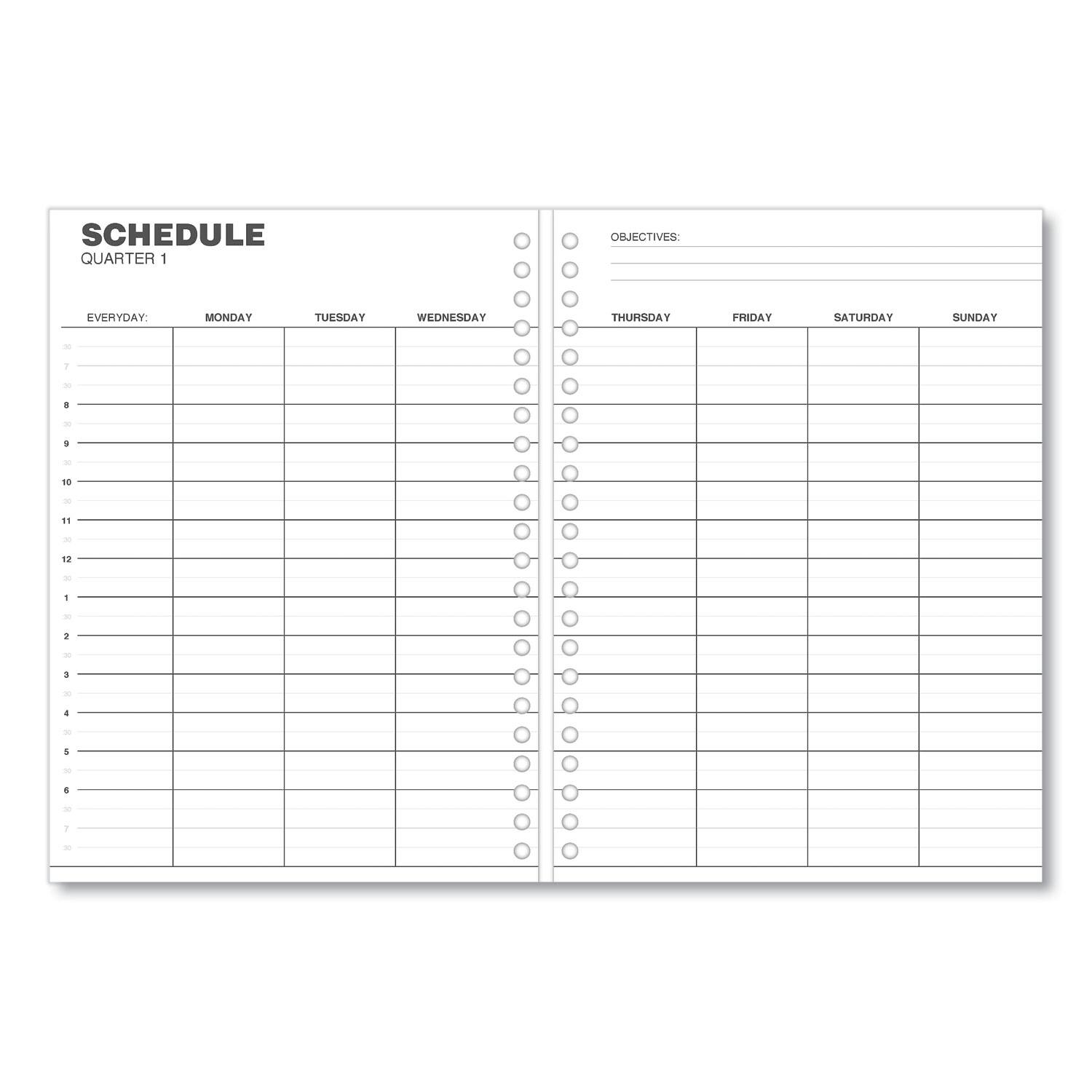 SCHEDULE  
QUARTER 1  

EVERYDAY:  
MONDAY  
TUESDAY  
WEDNESDAY  
THURSDAY  
FRIDAY  
SATURDAY  
SUNDAY  

OBJECTIVES: