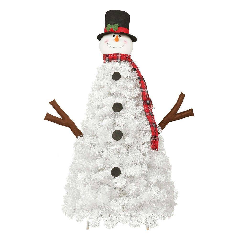 Alt View 8. Resenkos - 4ft Pre-Lit Snowman-Shaped Artificial Christmas Tree with 100 LED Lights and 380 Tips, Indoor/Outdoor, White - White.