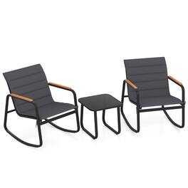 Boyel Living - 3 Piece Outdoor Rocking Bistro Set Porch Rocker Chairs- 290-in W x 310-in D x 240-in H - Gray