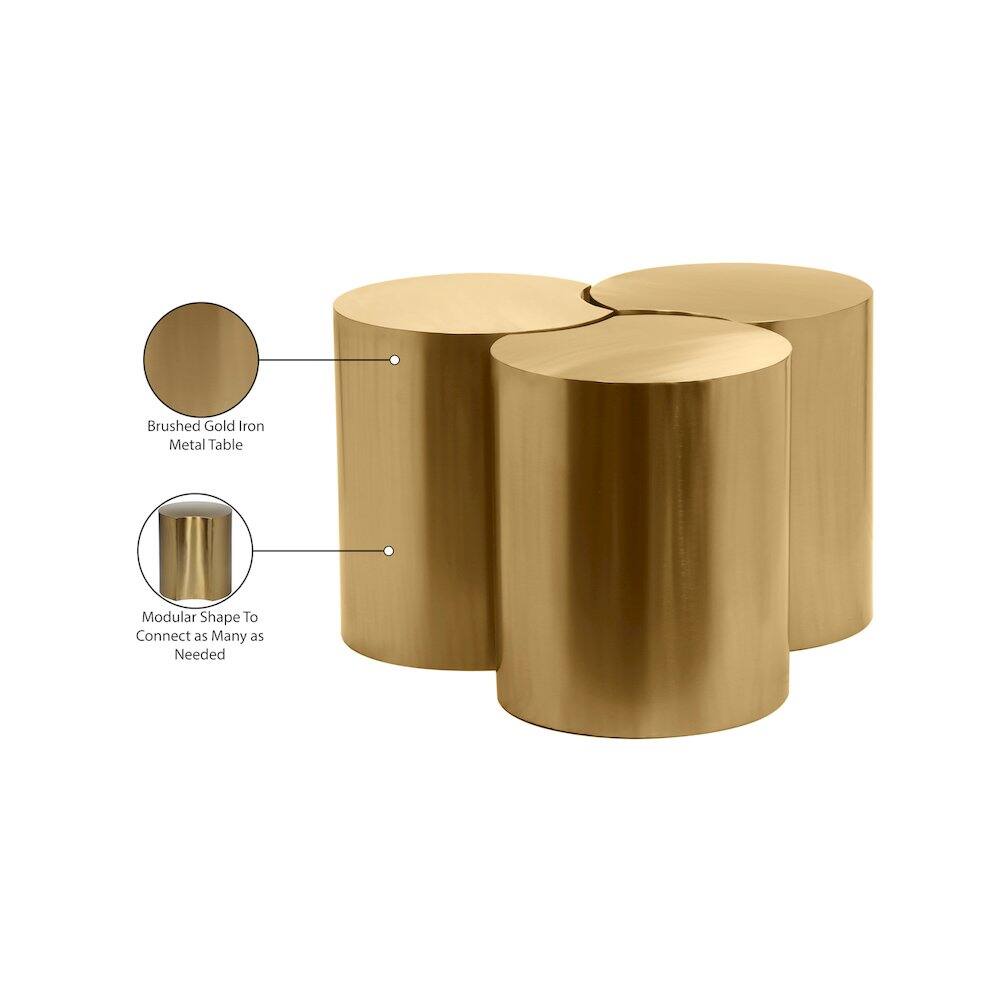 Brushed Gold Iron Metal Table  
Modular Shape To Connect as Many as Needed