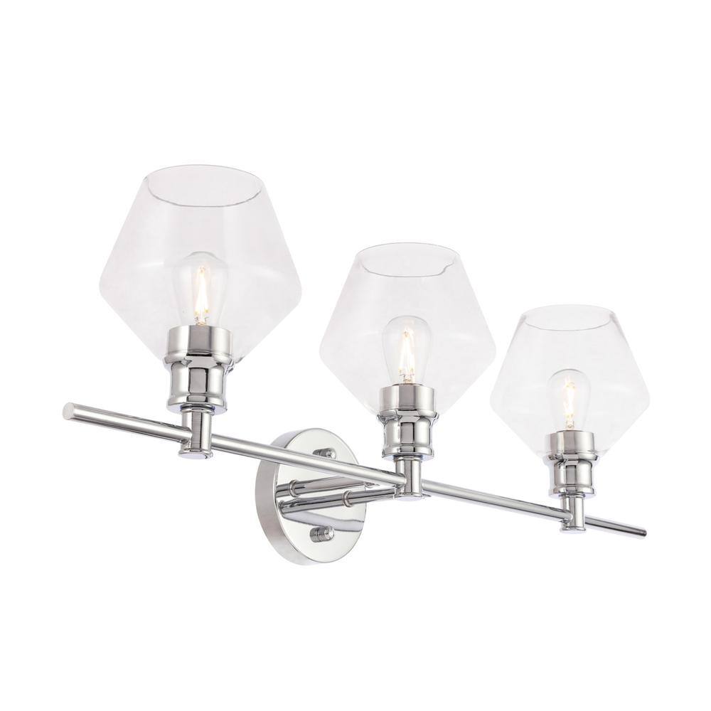 Alt View 4. Living District - Gene 3 light Chrome and Clear glass Wall sconce - Chrome And Clear Glass.