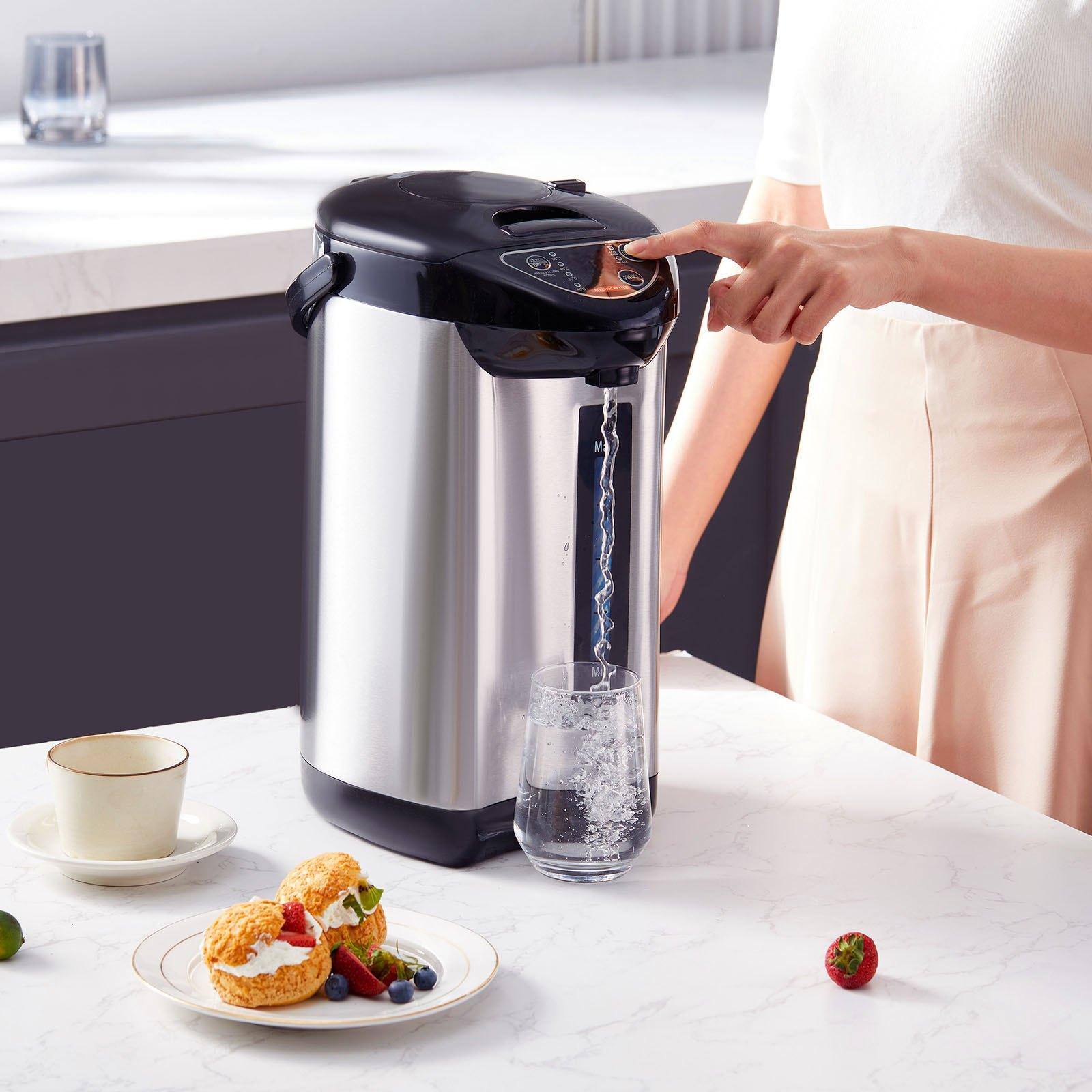 Alt View 1. Glintex - Hot Water Dispenser, 4 Temp Control, 3-Way Dispense, 304 Stainless Steel Countertop Heater, 5L/169oz - Silver & Black.