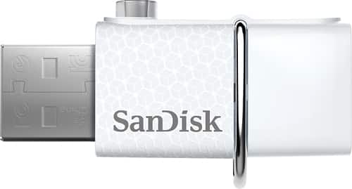 SanDisk - Ultra Dual 32GB USB 3.0 Type A/Micro USB Flash Drive - White - Larger Front