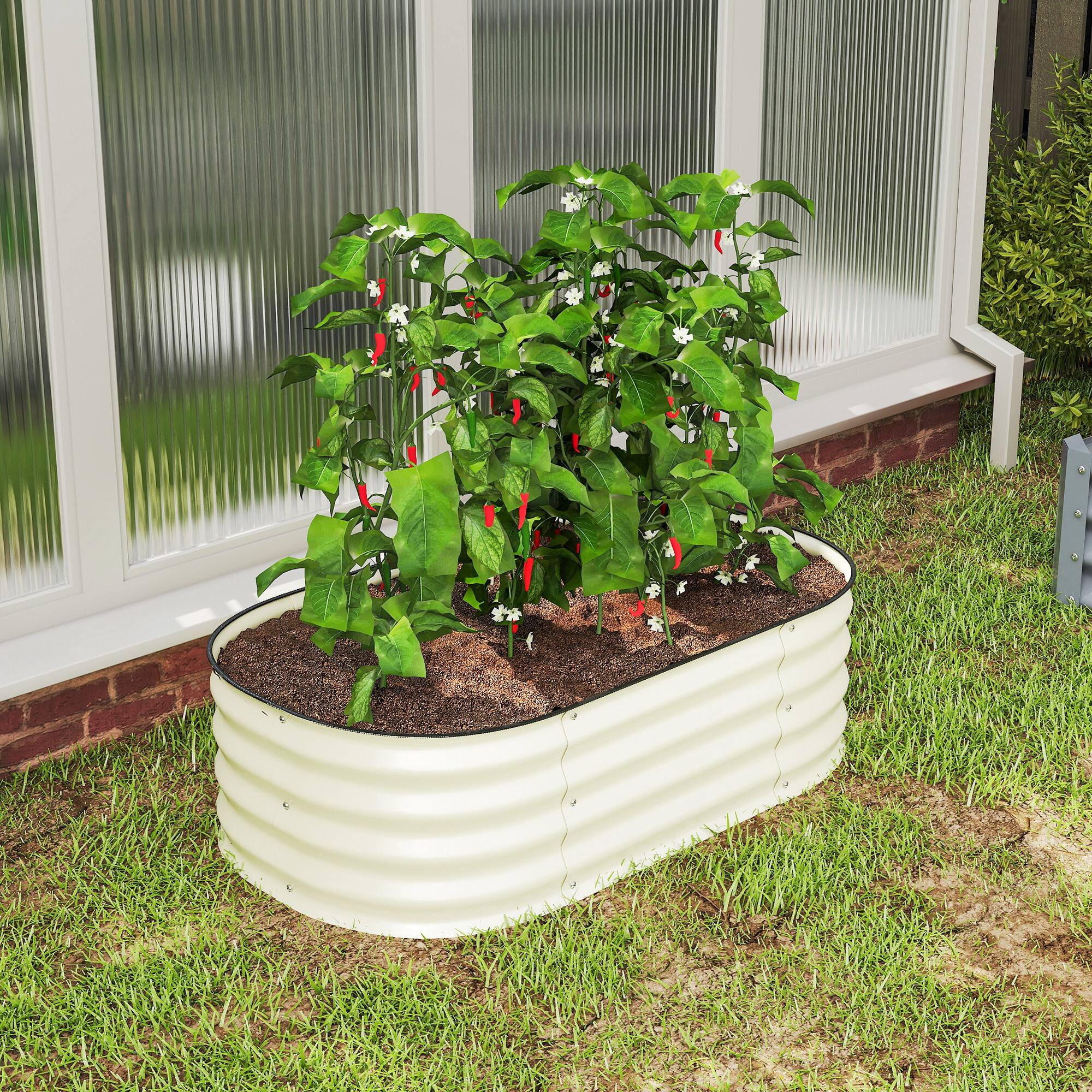 Alt View 8. Outsunny - x 2' x 1' Galvanized Raised Garden Bed Kit - Cream White.