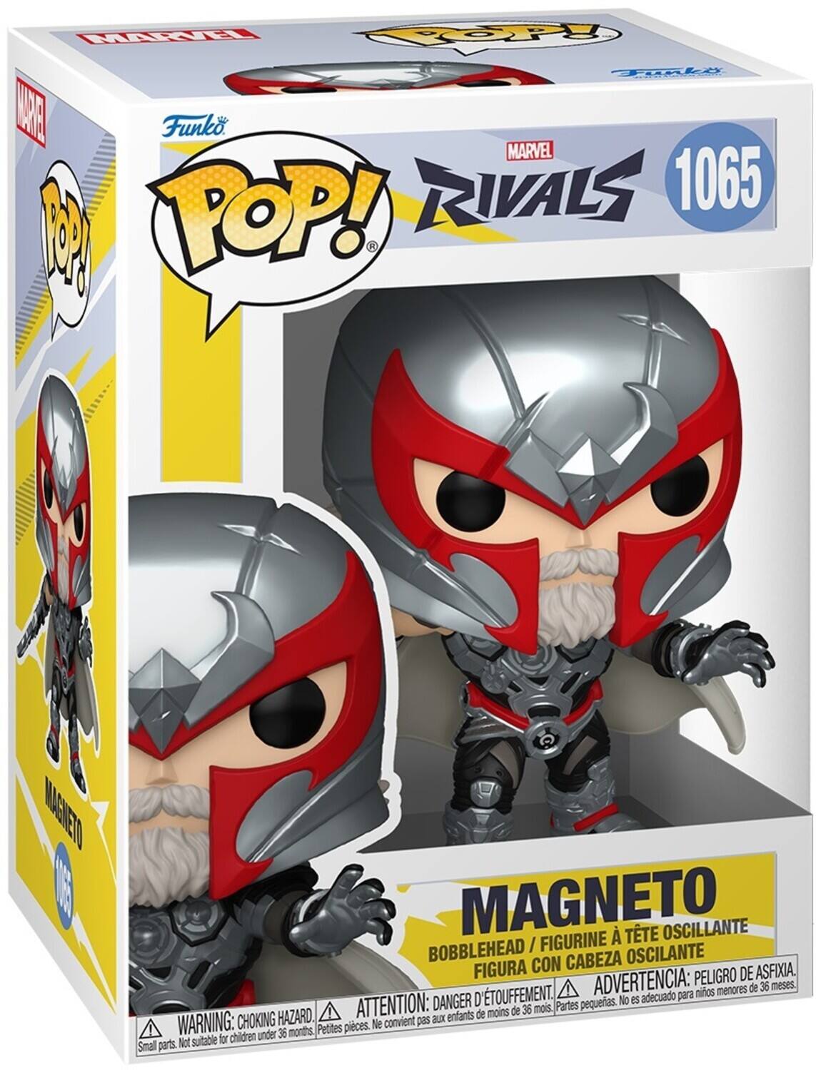 MARVEL RIVALS 1065 9 POP! MAGNETO MAGNETO BOBBLEHEAD / FIGURINE CON CABEZA OSCILANTE FIGURA PELIGRO DE ASFIXIA. D'TOUFFEMENT. ADVERTENCIA: para nios menores de 36 meses. DANGER pequeas. No es adecuado HAZARD. ATTENTION: enfants de moins de 36 mois, Partes WARNING: CHOKING convient pas aux ! Petites pices. Ne children under 36 months, Not suitable for Small parts.