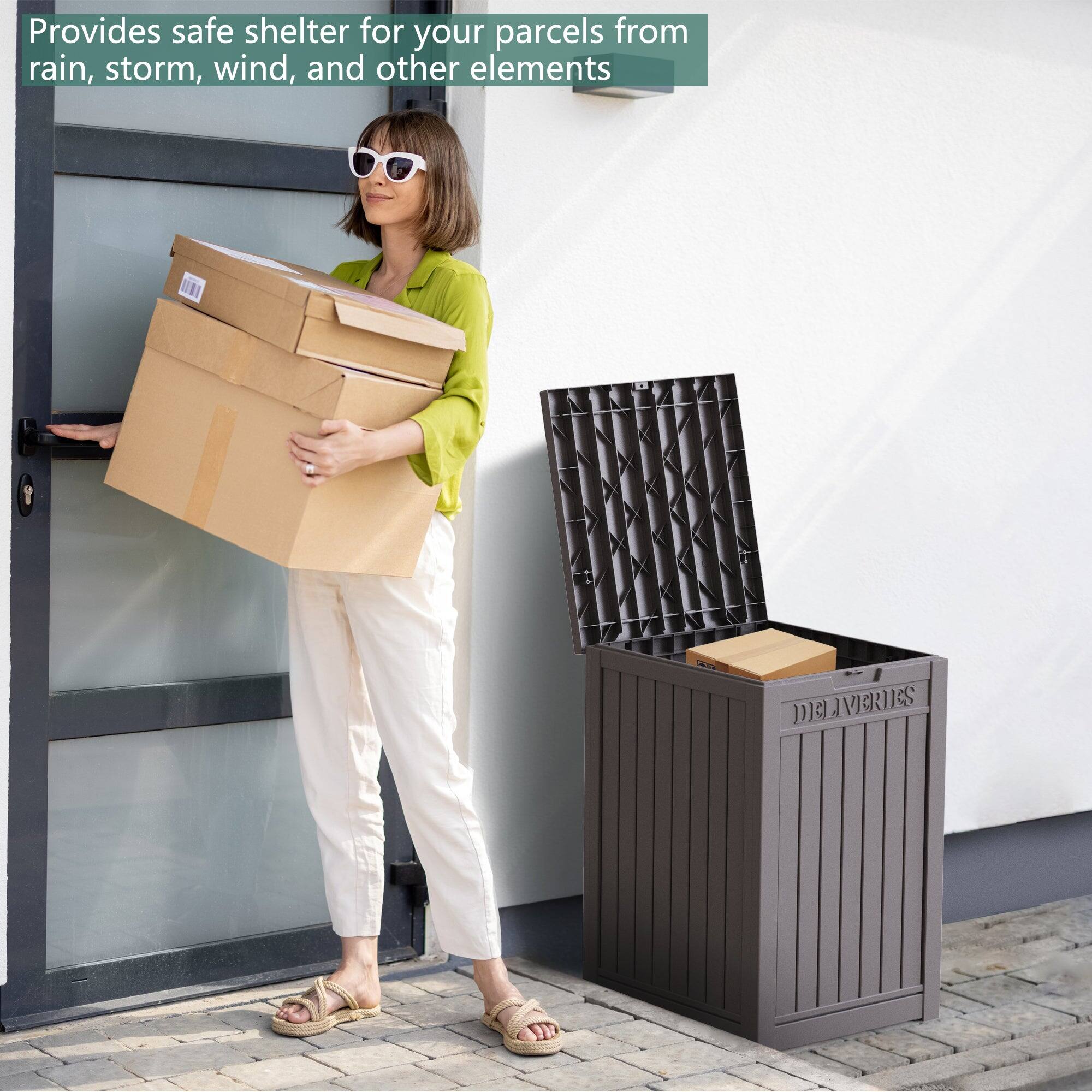 Provides safe shelter for your parcels from rain, storm, wind, and other elements