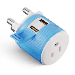 Orei - Switzerland Travel Plug Adapter (Type J) – Dual USB & USA Input – Compact Adapter for Phones, Laptops & More - Blue