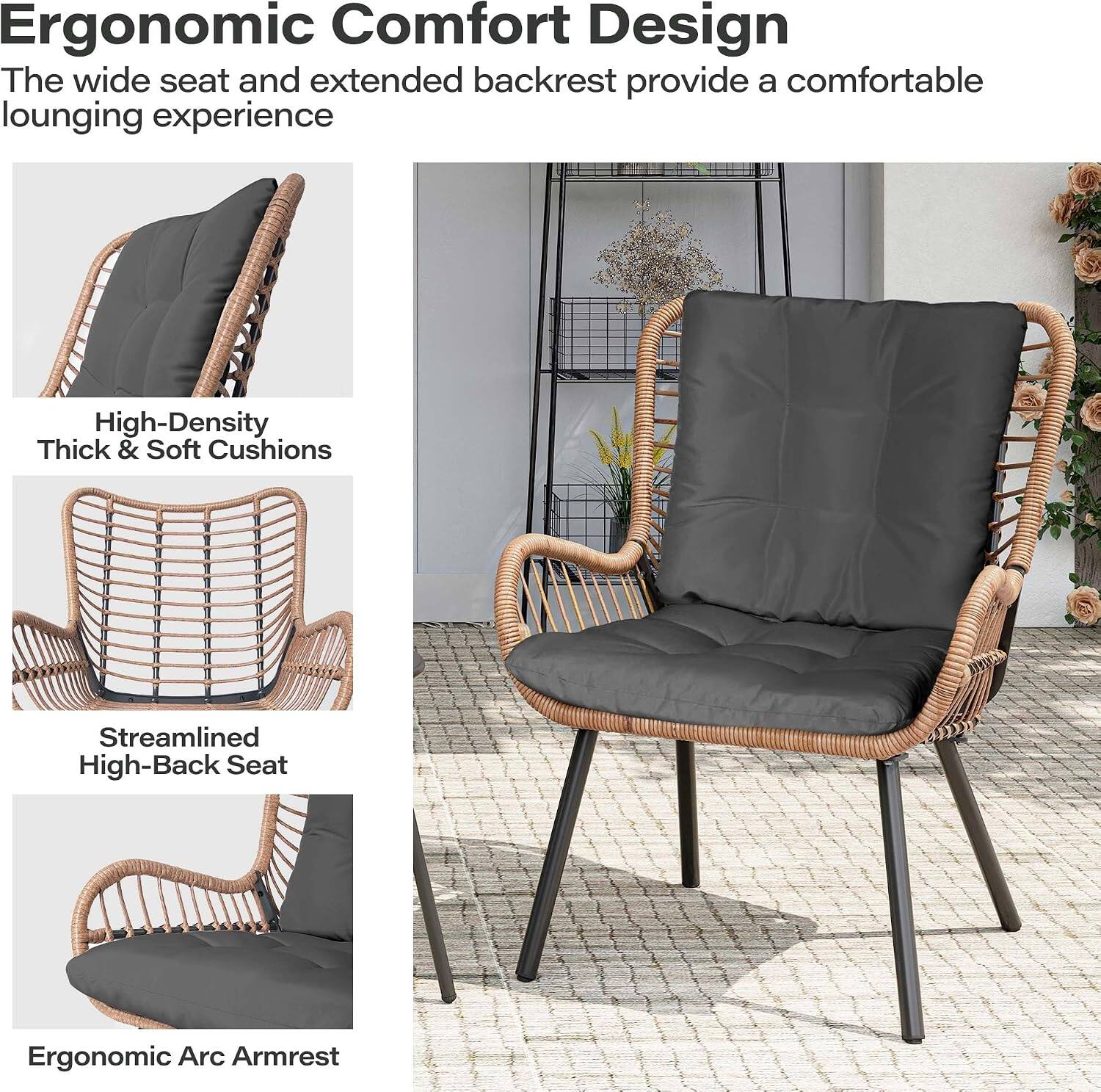 Ergonomic Comfort Design  
The wide seat and extended backrest provide a comfortable lounging experience

High-Density Thick & Soft Cushions

Streamlined High-Back Seat

Ergonomic Arc Armrest