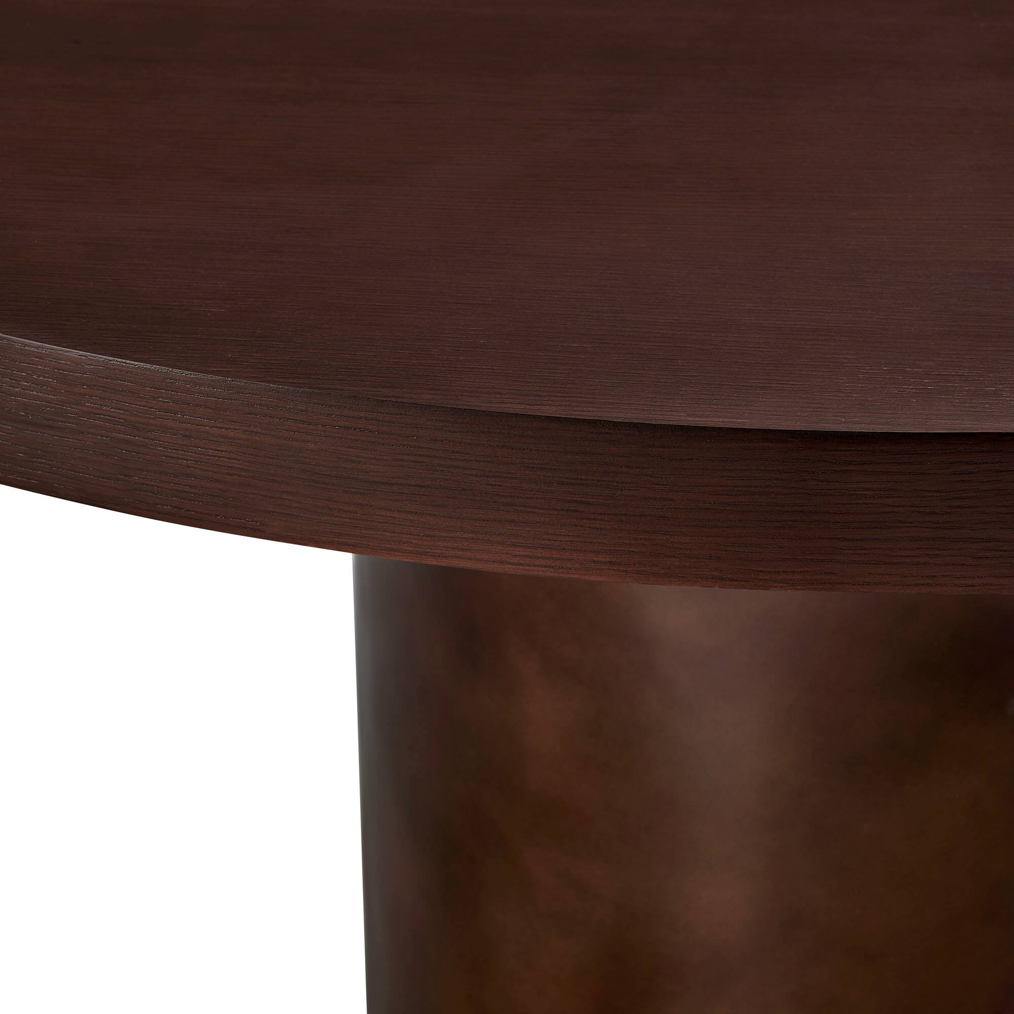 Alt View 1. Modway - Annette 54 Inch Round Pedestal Base Dining Table by Modway - Dark Walnut Burnished Brass.