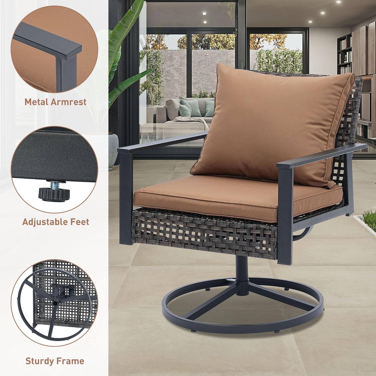 Metal Armrest Adjustable Feet Sturdy Frame