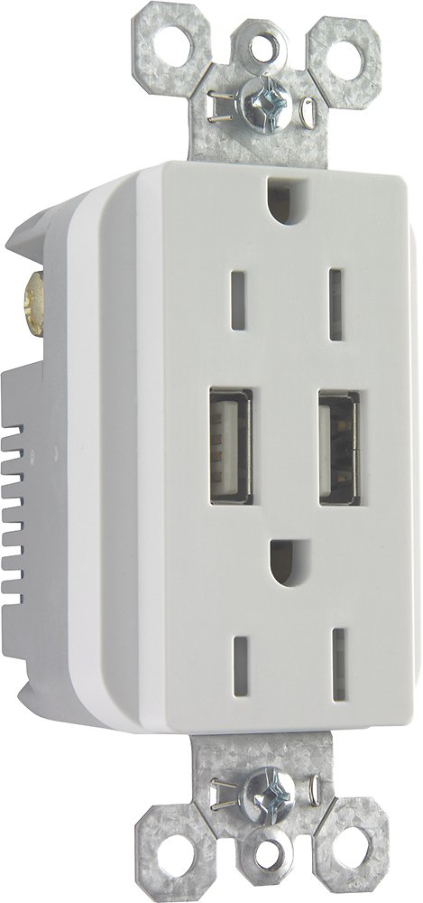 Legrand/Pass & Seymour - Standard/USB Combo Wall Outlet - White - Front Zoom