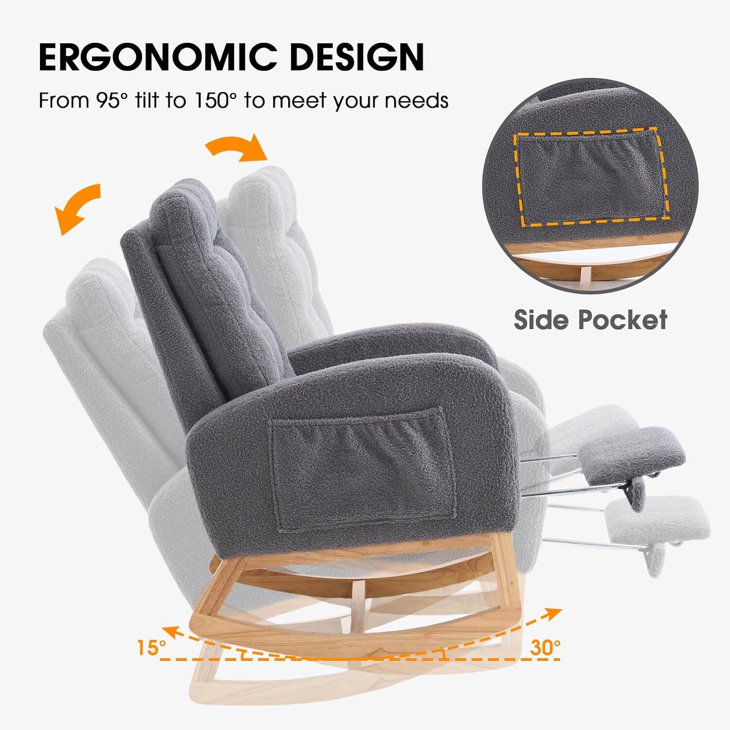 ERGONOMIC DESIGN  
From 95° tilt to 150° to meet your needs  

Side Pocket  

15°  
30°