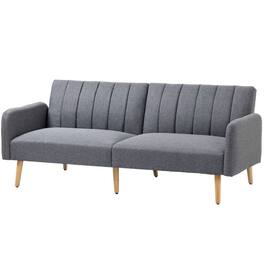 Hivvago - Modern Mid-Century Light Gray Linen-touch Polyester Futon Sleeper Sofa Bed - Light Gray