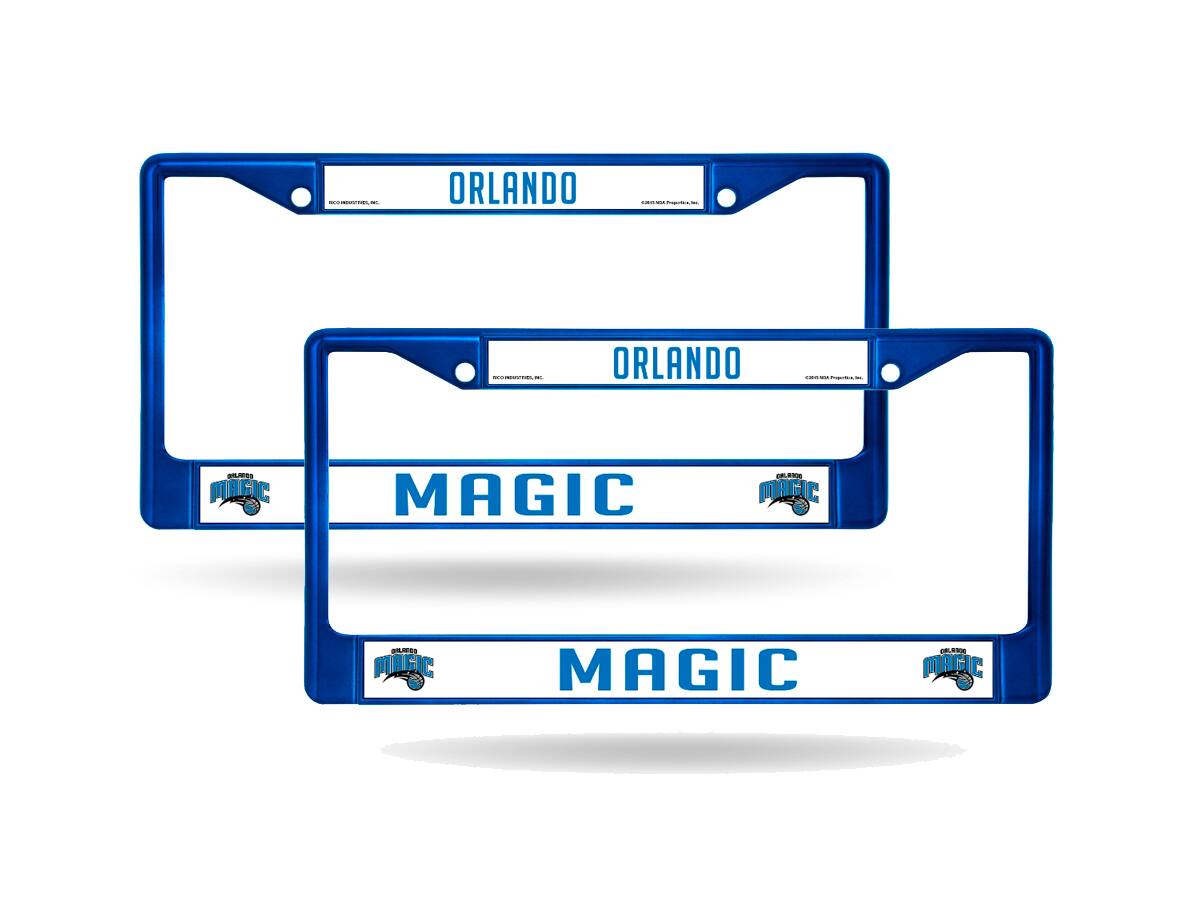 Orlando Magic Blue Painted Chrome Metal License Plate Frame - Set of 2 Frames