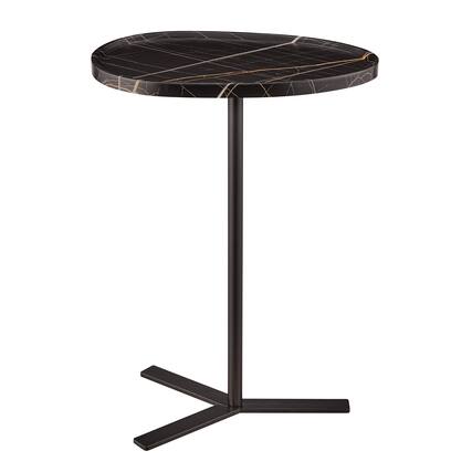 Front. Danya B - Carter Oval Teardrop Couch-Side Accent C-Table - Black Marble/Black - Black Marble/Black.
