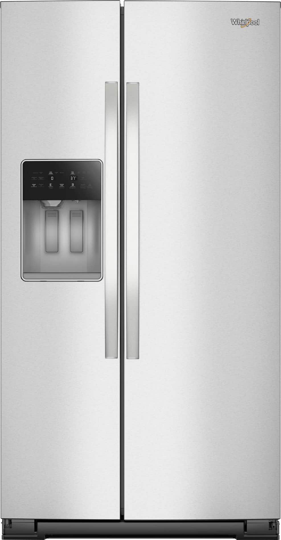 Whirlpool - 36 Cu. Ft. Side-by-Side Counter-Depth Refrigerator with In-Door Ice & Water - Stainless Steel - Front_Zoom