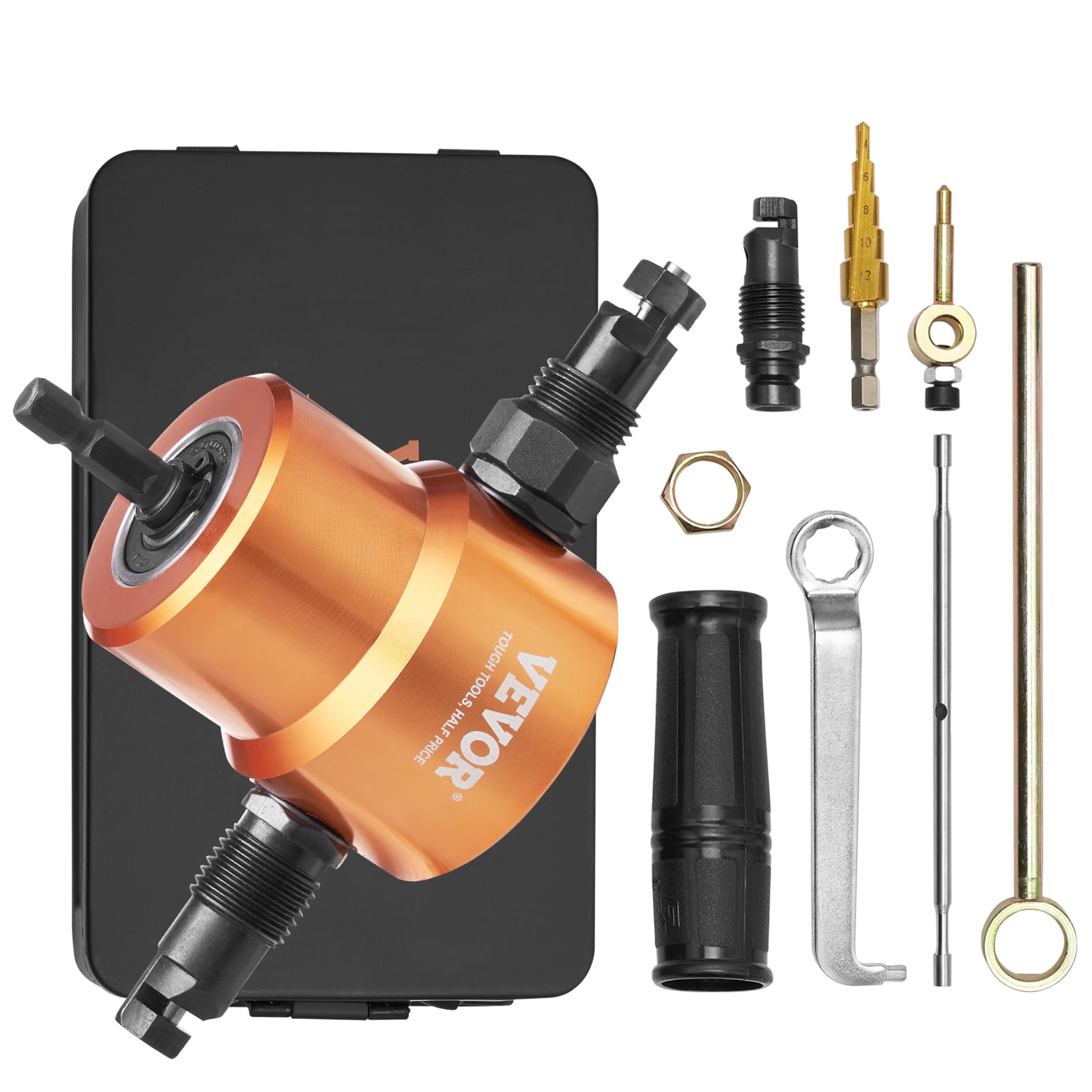 VEVOR - Double Head Sheet Metal Nibbler Cutter, 360 Degree Metal Nibbler Drill Attachment with Extra Punch and Die - Orange price history on PriceWatchPro
