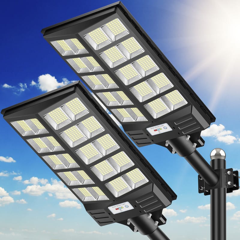 Adewalk - 5000W Solar Street Light 80000LM Sensor LED Flood Light IP66 Waterproof Remote Control Lamp for Yard Parking Lot 2pack - Black price history on PriceWatchPro