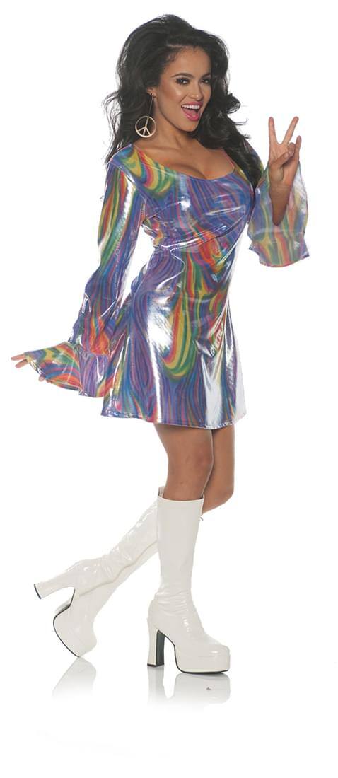 Underwraps - Shakin' Disco Diva Mini Dress Adult Costume, Small - Blue price history on PriceWatchPro