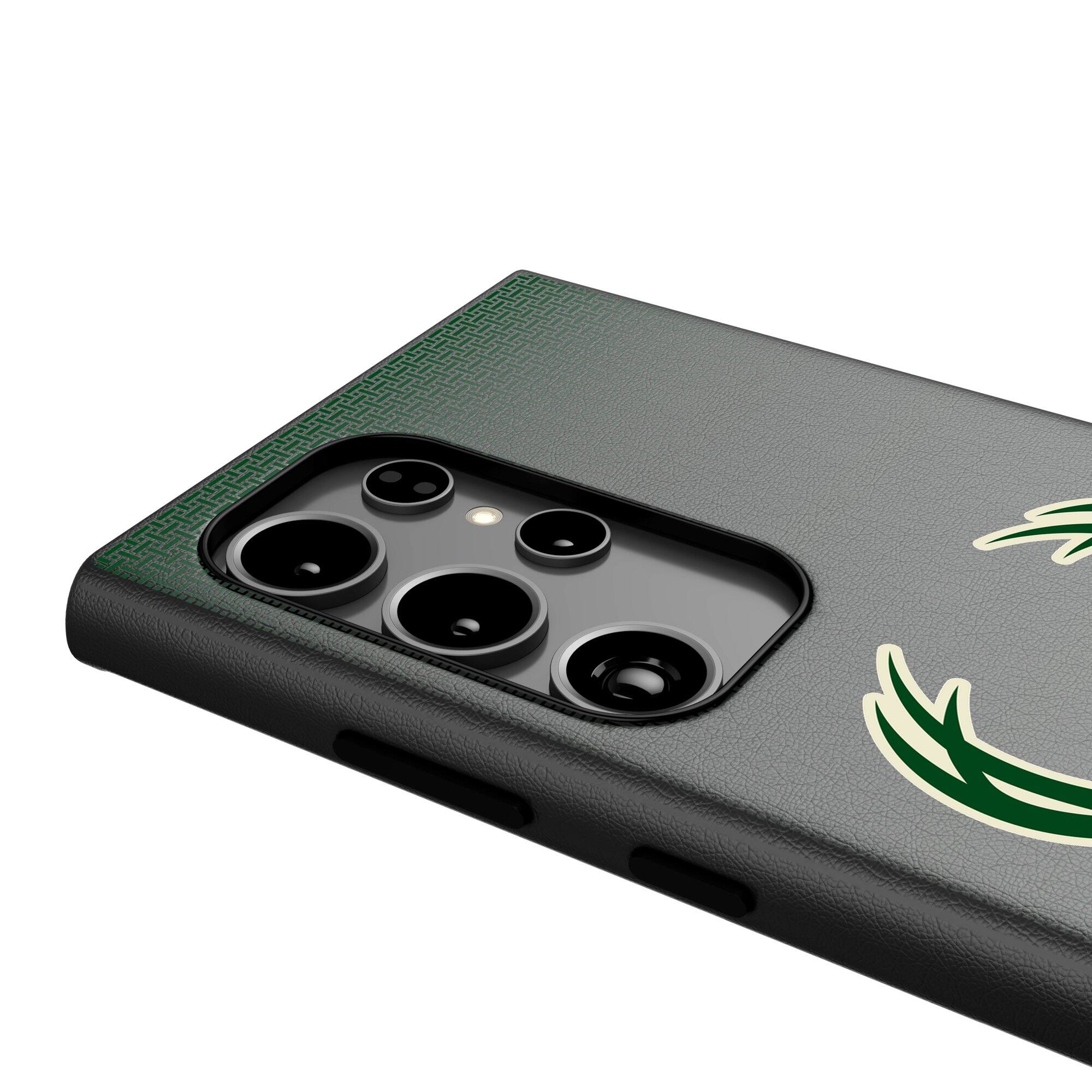 Alt View 3. Keyscaper - Milwaukee Bucks Linen Galaxy Magnetic Bump Case - S24 Ultra - Black.